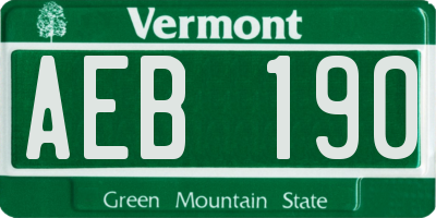 VT license plate AEB190
