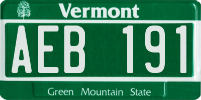 VT license plate AEB191