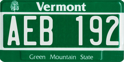 VT license plate AEB192