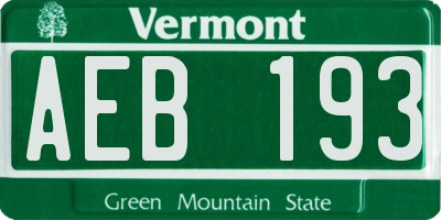 VT license plate AEB193