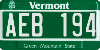 VT license plate AEB194
