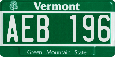 VT license plate AEB196