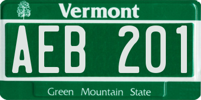 VT license plate AEB201