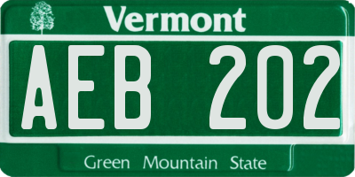 VT license plate AEB202