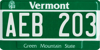 VT license plate AEB203