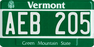 VT license plate AEB205