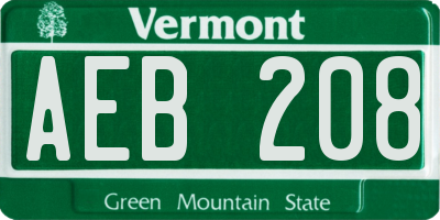 VT license plate AEB208