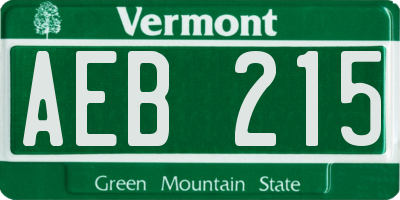 VT license plate AEB215