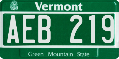 VT license plate AEB219