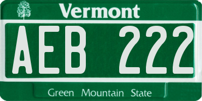 VT license plate AEB222