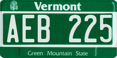 VT license plate AEB225