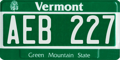 VT license plate AEB227