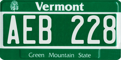 VT license plate AEB228