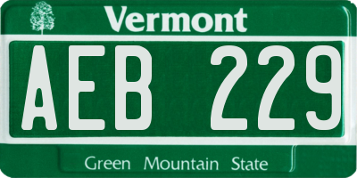 VT license plate AEB229