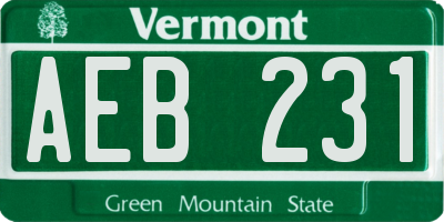 VT license plate AEB231