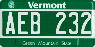 VT license plate AEB232