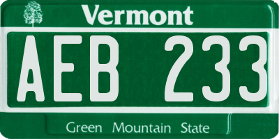 VT license plate AEB233