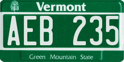 VT license plate AEB235