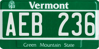 VT license plate AEB236