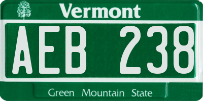 VT license plate AEB238