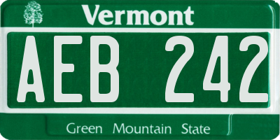 VT license plate AEB242