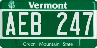 VT license plate AEB247