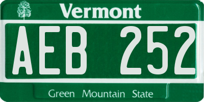 VT license plate AEB252