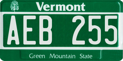 VT license plate AEB255