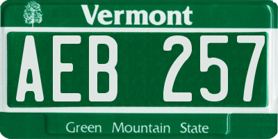 VT license plate AEB257