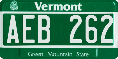 VT license plate AEB262