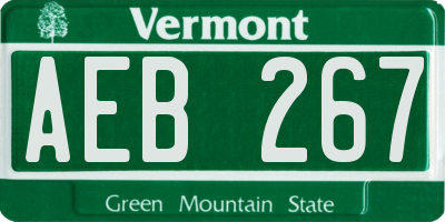 VT license plate AEB267