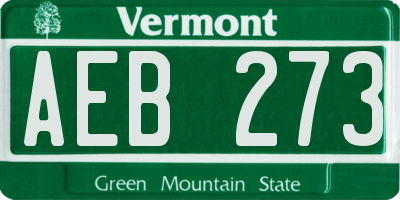 VT license plate AEB273