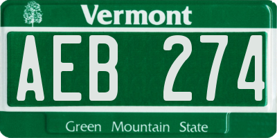 VT license plate AEB274