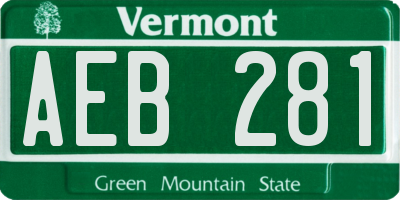 VT license plate AEB281