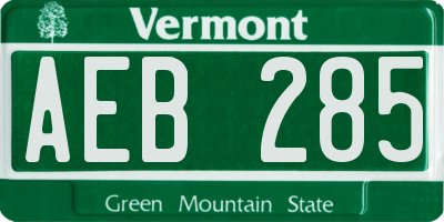 VT license plate AEB285