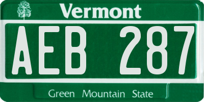 VT license plate AEB287
