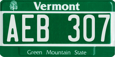 VT license plate AEB307