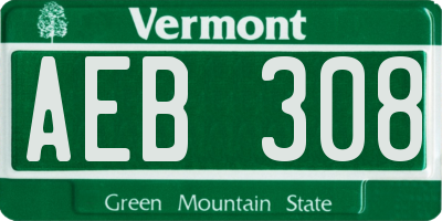 VT license plate AEB308