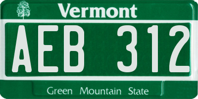 VT license plate AEB312