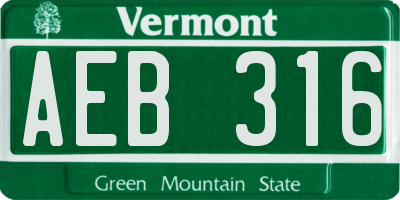 VT license plate AEB316