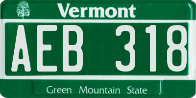 VT license plate AEB318