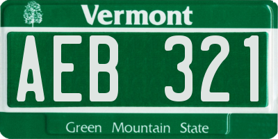 VT license plate AEB321