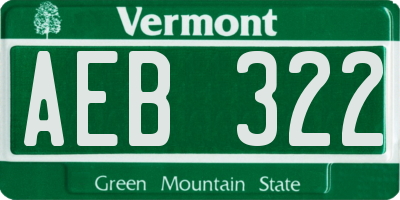 VT license plate AEB322