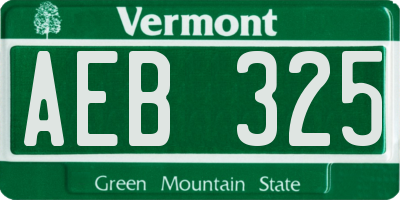 VT license plate AEB325