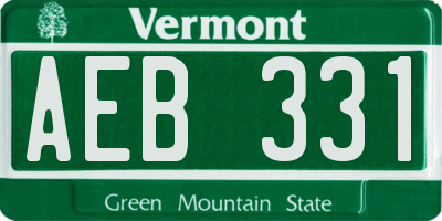 VT license plate AEB331