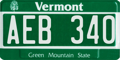 VT license plate AEB340