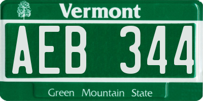 VT license plate AEB344