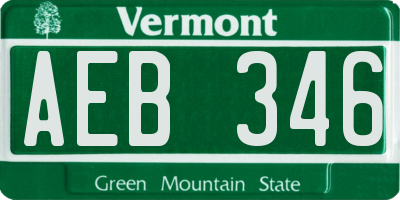 VT license plate AEB346