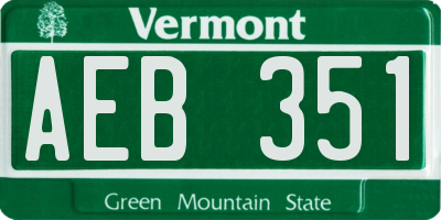 VT license plate AEB351
