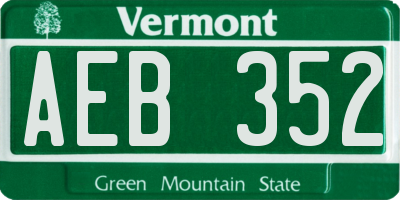 VT license plate AEB352